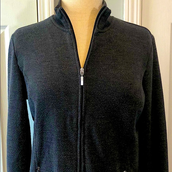 Karen Scott Grayish Black Zip Close Jacket w Pockets - Picture 2 of 4